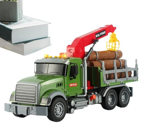 Giocattolo Per Camion E Rimorchio - Giocattoli di registro giocattolo per gru con 3 bidoni della spazzatura - Gru giocattolo | Camion Del Tronco Giocattolo, Gru Giocattolo con, Suoni per Ragazzo
