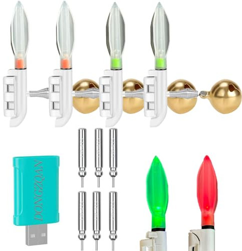 DONGZQAN Lot de 4 cloches d'alarme de pêche - Avec chargeur et batterie