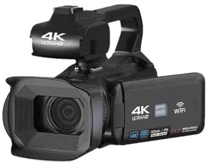 Ujjdwiurgh Cámara Grabadora de Video 4K, Videocámara de 64 MP para Transmisión, Cámara Digital Profesional con Pantalla Táctil de 4,0 Pulgadas y Rotación