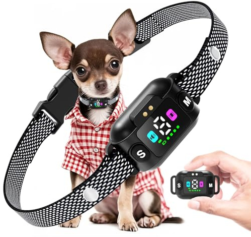 Feycig Collares Anti Corteza para Perros - Sin Choque Ip67 Cuello De Corteza De Entrenamiento Impermeable, Cuello De Ladrado Recargable con 7 Sensibilidades, 3 Modos Ajustables Beep Y VibracióN (Gris)
