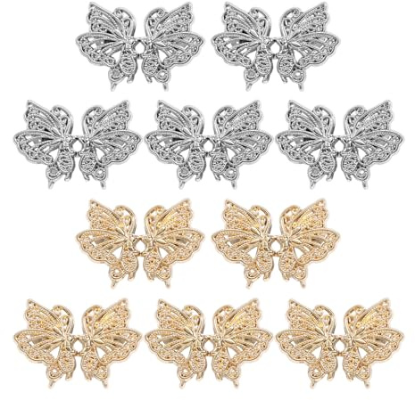COACOM 10 Piezas De Accesorios De Mariposa De Metal, Jeans, Botones De Forma De Mariposa, Botones Ajustables, Extensión De Cintura para Cinturones Más Cercanos.