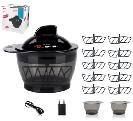 misppro - Ciotola elettrica per tinture per capelli, con miscelatore automatico e cavo USB, strumento fai da te portatile per la colorazione dei capelli, capacità 320ml - Nero