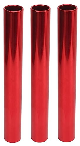 Depisuta Equipo de Carreras Reutilizable Resistente Al Desgaste para Equipos de Al Aire, Bastones de Relevo de Aleación de Aluminio, 3 Piezas (Rojo)