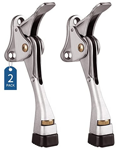 Gotega Door Stops Indoors, 2 Packs Kickdown Door Stoppers with One Touch Adjustable Height and Rubber Tip 4 Inches, Door Stoppers for Floor, Heavy Duty Door Wedge