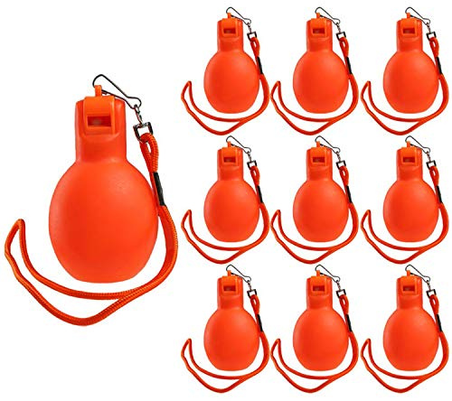 Newitts PLAYM8 Squeeze Whistle [Pack of 10] • SIZE 13cm x 4cm • Hygienic whistle made from soft PU • Orange