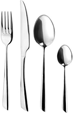 KASANOVA set de couverts pour 6 personnes Delta, set de couverts 24 pièces en acier inoxydable avec fourchette, couteau, cuillère et cuillère à café