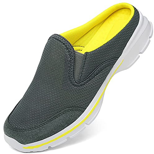 INMINPIN - Pantofole unisex leggere e traspiranti, slip on walking, adatte per il tempo libero, grigio e giallo., 41 EU