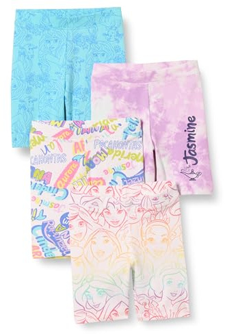 Amazon Essentials Disney | Marvel | Star Wars | Frozen | Pantalones cortos de ciclismo para niñas pequeñas (anteriormente Spotted Zebra), paquete de 4, princesa/garabato, 4T