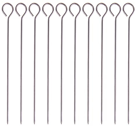 LKXHarleya 10Pcs Stainless Steel Barbecue Skewers Roast Goose Needles Poultry Lacers BBQ Skewers for Grilling Trussing Turkey Kabob, 2.5mmx35cm