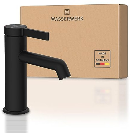 Wasserwerk Waschbeckenarmatur WT11 | Badarmatur für Waschbecken | Wasserhahn Bad | Waschtischarmatur fürs Badezimmer | Made in Germany | Schwarz