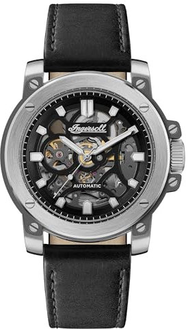 Ingersoll The Freestyle Mens 45.5mm Automatic Watch with Skeleton Dial and Black Horween Leather Strap