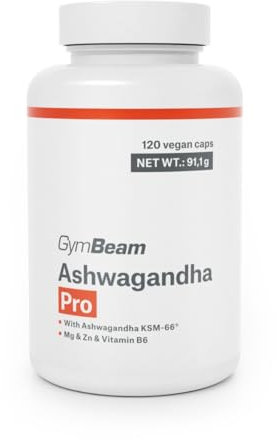 GymBeam Ashwagandha Pro in Capsule, Estratto Vegetale di Ginseng Indiano, Adattogeno per la Salute Mentale e il Sonno, con Magnesio, Zinco e Vitamina B6, Ricco di Withanolidi e KSM-66