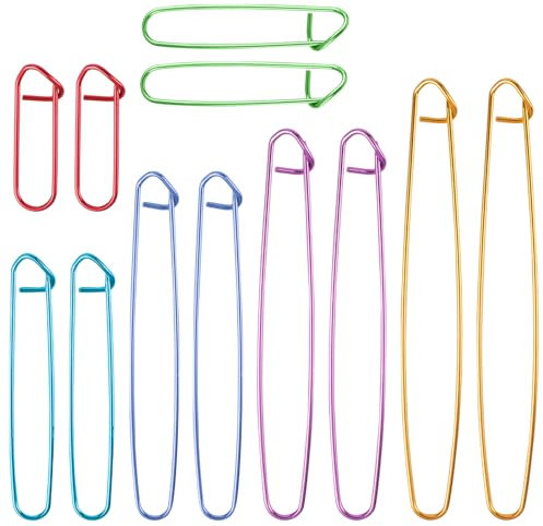 Gjinxi 12 Stück Stricken Maschenhalter Set, 6 Größen Stricken Zubehör Garn Stichhalter Häkelnadeln Maschenmarkierer Stricken Sicherheitsnadeln für Decken Schals Strickprojekte DIY Handwerk Nähwerkzeug