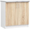 BDW - Küchenschrank - Schrank Küche mit Türen und Arbeitsplatte - Schrank 80 cm breit, 85 cm hoch - Küchenschränke Einzeln, Küchenmöbel Einzelteile (Weiss/Eiche Sonoma)