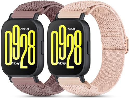 CHANRASI 2 st elastiskt armband, kompatibelt med Xiaomi Redmi Watch 5 Active/Redmi Watch 5 Lite, herr, dam, 22 mm nylon, ersättningsband för Amazfit Bip 6/för Amazfit Bip 5