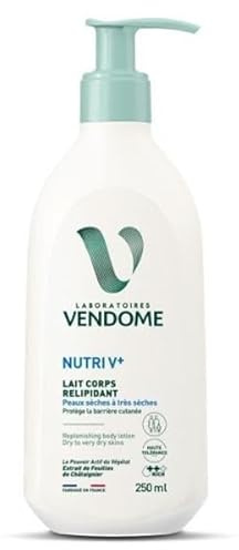 LABORATOIRES VENDÔME - NUTRI V+ - Lait Corps Relipidant - Hydratation 24H - Prévient du Dessèchement & Protège la Barrière Cutanée - Enrichi en Beurre de Karité - Peaux Sèches à Très Sèches - 250ml