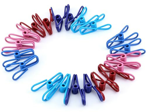 20 Pezzi Clip per sacchetti per la conservazione degli alimenti, per conservare alimenti,clip in acciaio e rivestimento in PVC per bucato,pinze per sacchetti di congelamento