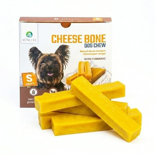 Dilecti Ossa di Formaggio per Cani con Curcuma - Snack per Cani e Masticativi Naturali, Osso da Masticare per Igiene Dentale, Giochi Naturali (taglia S, confezione da 5)
