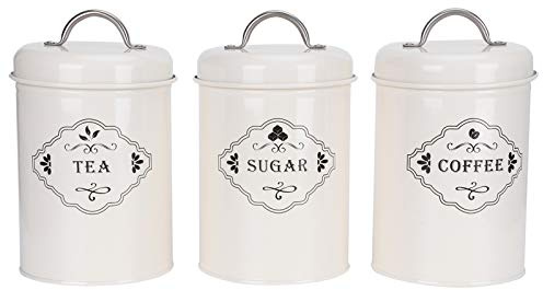 Kukyller Juego de recipientes para café, té, azúcar, 3 uds., botes de cocina para encimera con tapas herméticas, contenedores de almacenamiento de alimentos para granja