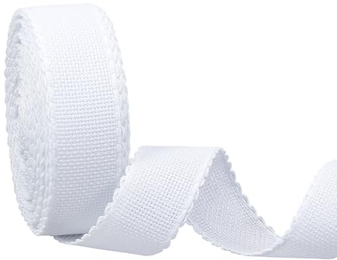 BENECREAT Fascia Aida Da 13.5 m X 3.5cm con Bordo Bianco, Tessuto per Punto Croce per Ricamo, Cucito, Segnalibro, Fai Da Te., 0.7mm di Spessore