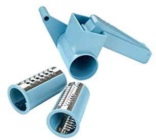 Zenker Handmühle mit 2 Einsätzen CANDY, grobe und feine Schokoladenreibe, Trommelreibe mit Kurbel, auch geeignet für Käse, Nüsse (Farbe: Gelb, Silber), Cremefarben