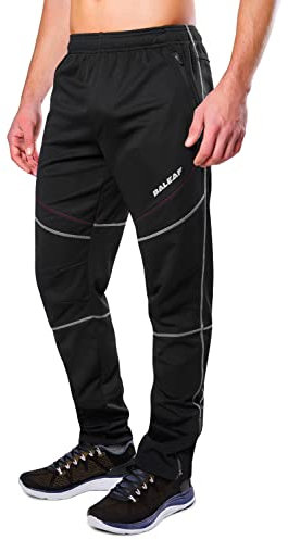 baleaf Men's Cycling Fleece Trousers Athletic Windproof Running Pants Thermal Insulated Trousers Zipper Pockets Size M Black
