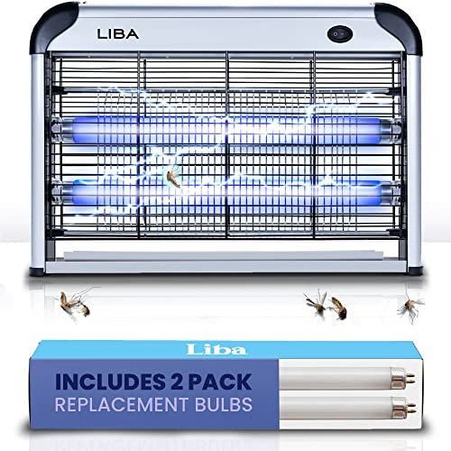 LiBa Electric Bug Zapper, Insect and Fly Killer 20W Insect Bug Catcher - Mosquito, Moth, Wasp Killer for Indoor, Fly Zapper Repellent with 2 Pack Replacement Bulbs & Washable Tray