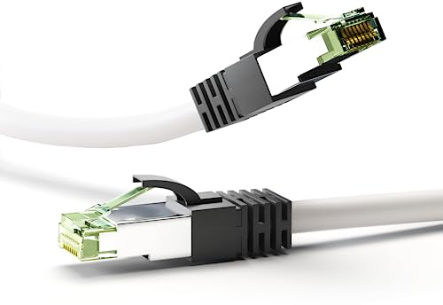 Goobay 55129 RJ45 Patchkabel mit CAT 8.1 S/FTP Rohkabel / Gaming PS5 Playstation 5 2.000 MHz / OFC Lan Kabel 10 Meter / Netzwerkkabel LSZH / Weiß / LAN Kabel 10m