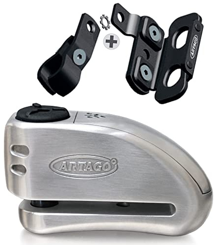 Artago 32S4 Pack Candado Antirrobo Disco con Alarma 120db Alta Seguridad + Soporte para Honda CRF 1000L Africa Twin, Homologado Sra