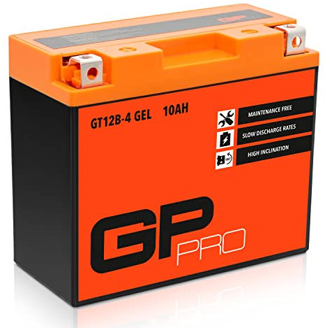 GP-PRO GT12B-4 12V 10Ah GEL Batteria di avviamento (simile a YT12B-4 / YT12B-BS) (Esente da manutenzione / Sigillato) Moto Accumulatore
