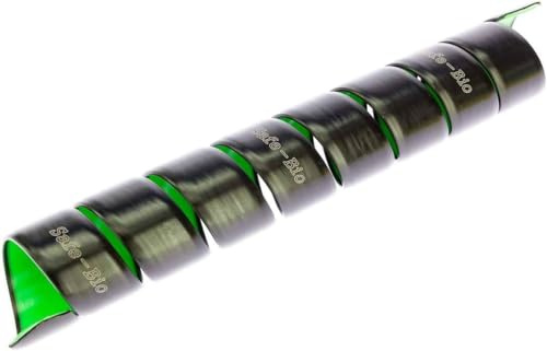 Safeplast Bio Hydraulik Schlauchschutz Spirale Ø 32 mm, Kabelschutz für Hydraulikschlauch, Kabelspirale mit Verschleißanzeige, Flexibler kabelschlauch, UV-beständig, schwarz-grün, 5 m Länge