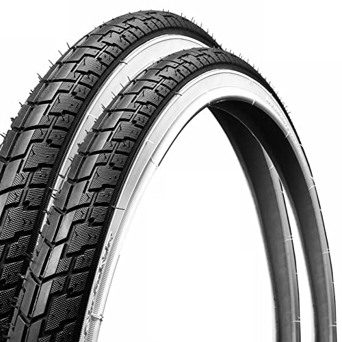 ECOVELO 2 Pneus 26 x 1,75 (44-559) BlancNoirs pour Ville, Route, VTT, Adulte, Vélo | Pneus Route Noirs en Caoutchouc Vélo