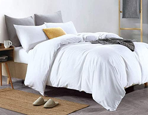 WHITE 100% Pure Cotton (Egyptian Cotton) SUPER KING SIZE Duvet Cover Bed Set - includes duvet cover, fitted sheet & pillowcases