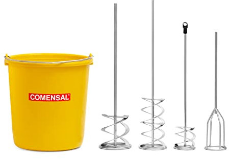 COMENSAL® Kit de Mélangeur HEX - Agitateur Spirale 80, 120 mm - Malaxeur à plâtre 80 mm - Maxi 100 mm pour Mortier Épais - Agitateur Mortier - Superseau 17l - Made in EU
