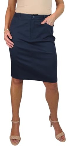 Falda De Lápiz Estilo Jeans Elásticos De Algodón Pesado para Mujer Casual 38-48
