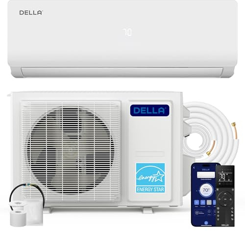 DELLA Vario Series 9000 BTU Mini Split Air Conditioner, Work with Alexa, 19 SEER2, Energy Star, Cools Up to 400 Sq.Ft, Ductless Inverter System, Heat Pump Pre-Charged and 16.4ft Installation Kits