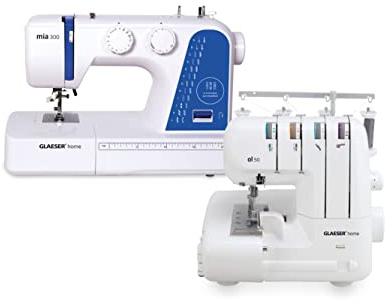 GLAESERhome Nähmaschinen Bundle | Anfänger & Overlock | Einfache Handhabung | Digitale Nähmaschine (Mia300 + Overlock)