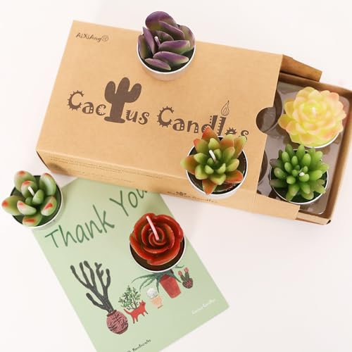 AIXIANG 6 Styles Succulent Tealight Candles for Home Decor New Year Presents, Housewarming, Mothers' Day, Thanksgiving, Christmas Gifts