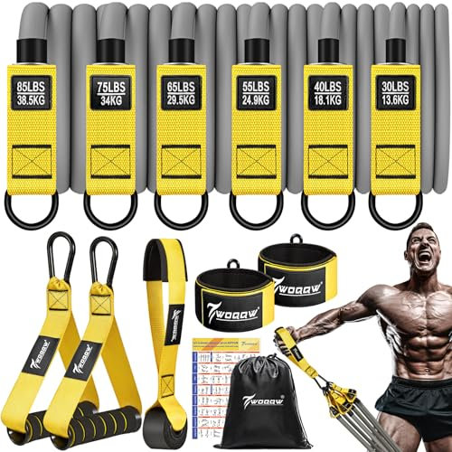WOQQW Heavy Resistance Bands, 350lbs Resistance Bands Set for Men, Exercise Bands with Handles, Door Anchor, Weights Workout Bands for Muscle and Strength Training - Home Gym Workout Equipment