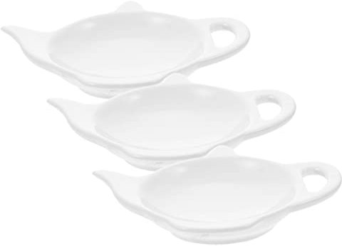 BESTonZON 3 Stück Teebeutelablage: Teebeutelhalter in Teekannenform Aus Weißem Porzellan, Dekorative Ablage Für Gebrauchte Teebeutel, Saucen Und Desserts, Teebeutel Ablageschale