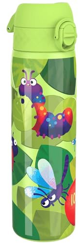 Ion8 Gourde Inox Léger, 600ml, Non Isolé, Anti-Fuite, Facile à Ouvrir, Verrouillage Sécurisé, Lavable au Lave-Vaisselle, Poignée de Transport, Acier Inoxydable, La Vie de Bug