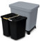 YourCasa Mülleimer Küche 2 Fächer [20L] im exklusiven Design - Mülltrennsystem mit Deckel und Fuß - Abfalleimer groß mit 2x10L herausnehmbaren Eimern Küchenabfalleimer recycling (Grau, 20 Liter)