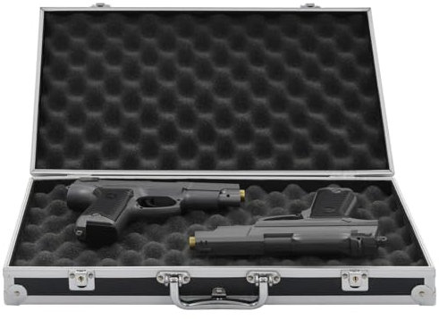 Gecheer Waffenkoffer Gewehrkoffer Pistolenkoffer Alukoffer verschlie?bar Pistolenkoffer, Waffenkoffer 47 x 26 x 8,3 cm (L x B x H) für Pistolen, ABS mit Aluminiumverkleidung,Verstärkte Ecken