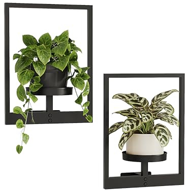 Bamworld Soporte Plantas Interior, Macetero Colgante para Pared, Estantería para Plantas, Porta Macetas, Pedestal para Plantas de Interior, Juego de 2 para Entrada Exterior