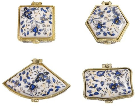 WXMYOZR Mini Boîte À Bibelots avec Couvercle À Charnière en Porcelaine, Ensemble De 4, Papillon Floral Vintage en Céramique, Petite Boîte À Bijoux, Boucles d'oreilles, Porte-Bague, Organisateur,A