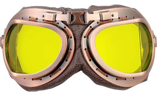 DREAMIZER Vintage Motorradbrille Punk-Stil Dirtbike Brille Winddicht Pilotenbrille ATV Motocross Brille Staubdicht Motorradbrille Herren Damen