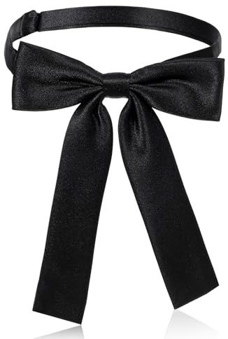 Black Bow Ties Western for Men Women, Solid Color Bowtie Colonel Satin Ribbon Bow Ties Cowboy String Tie Adjustable Bolo Tie for School Uniform Shirt Party Wedding Cosplay (1, Black)