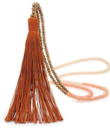 Whakano Collana di perle bohémien, collana lunga vintage da donna con nappa, ciondolo di perle, collana di perline, collana da pullover, gioiello per il collo, elegante collana di perle per donna