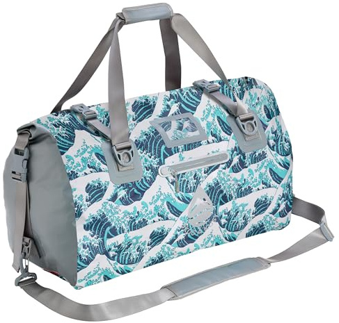 Skog Å Kust Duffelsak Strapazierfähige wasserdichte Reisetasche – Ausrüstungstasche für Sport, Reisen und mehr – 40, 60 und 90 Liter Größen, Wellen, 60L