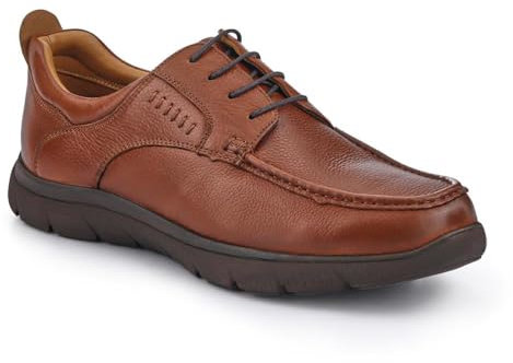 Wide Fit Smart Leather Shoes - Tan Size 9